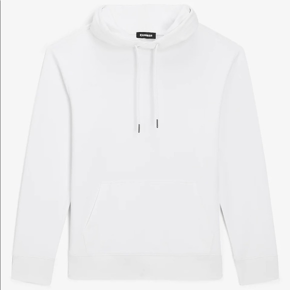 EXPRESS Solid Double Knit Relaxed Hoodie - WHITE - Picture 3 of 6